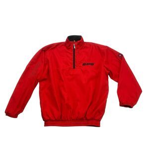 Bang Golf Jacket Mens XL Red Black Windbreaker 1/4 Zip Long Sleeve Lightweight